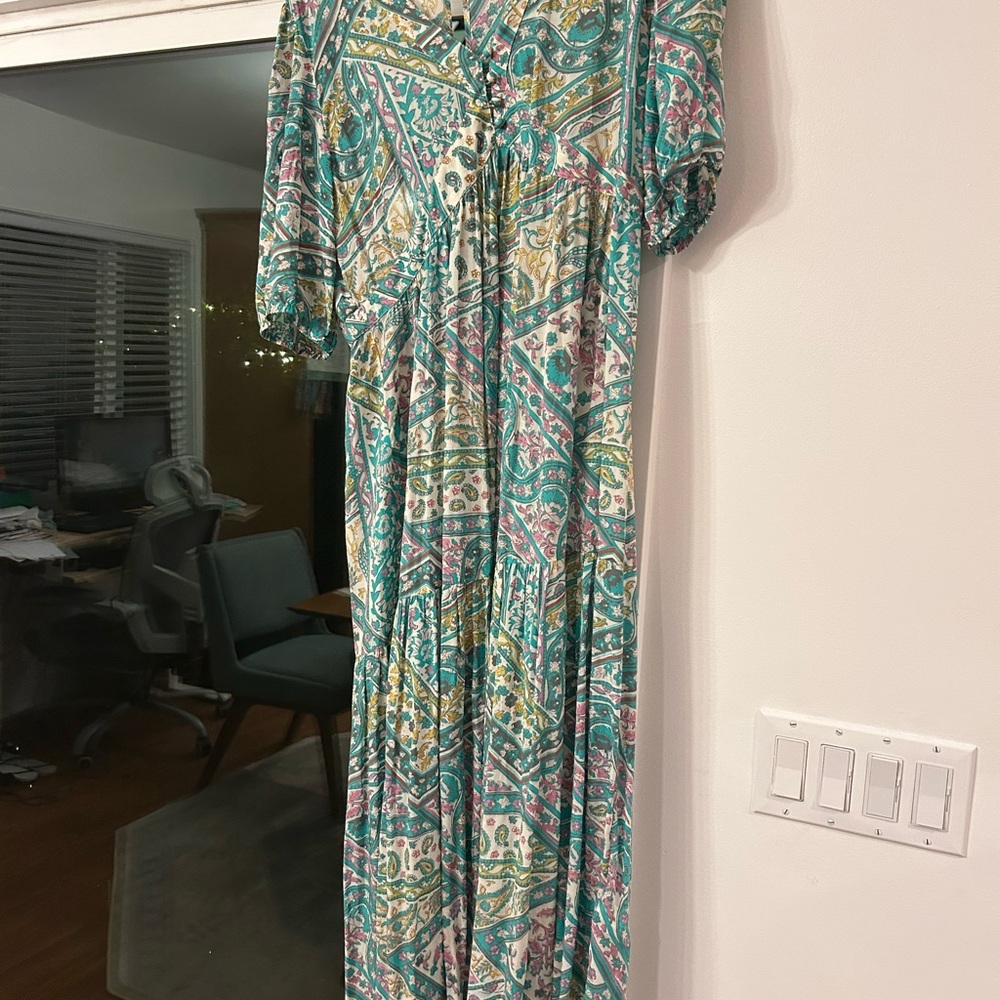 ba&sh Teal and Pink Floral Dress